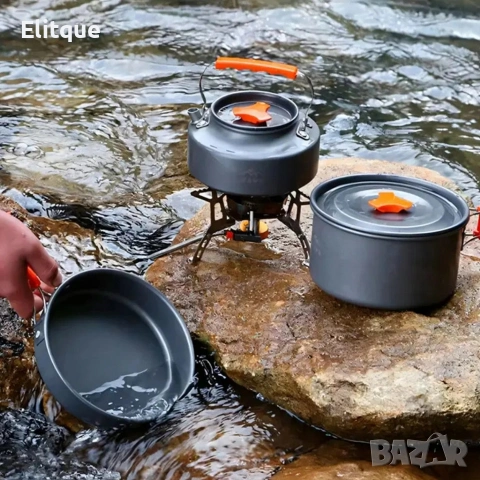 Къмпинг комплект за готвене XXL от 15 части – Пълен сет от анодиран алуминий, снимка 2 - Други стоки за дома - 54189372