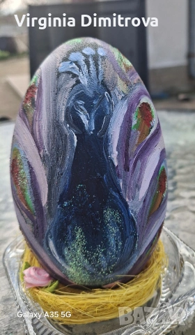 Рисувани яйца от Ему ибукет от паунови пера, снимка 7 - Декорация за дома - 54091195