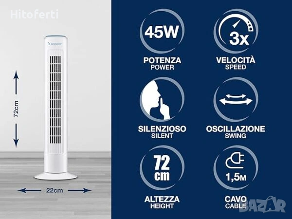 Кула вентилатор Beper P206VEN301, снимка 4 - Вентилатори - 55052701