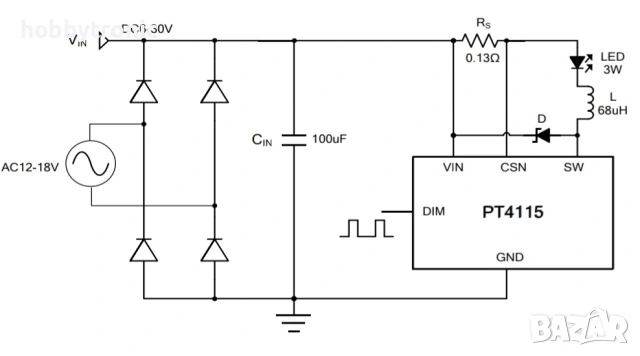 PT4115 LED driver step down, понижаващ LED драйвер , снимка 4 - Друга електроника - 54384245