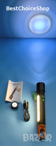 Фенерче LED Супер ярко. Презареждащо се, с 9 режима, кука за закачане и мощен магнит, водоустойчиво, снимка 2 - Друга електроника - 54990044