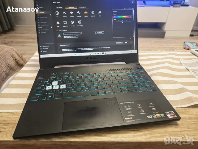 Геймърски лаптоп Asus TUF Ryzen 7 6800,16gb ddr5, RTX 3060 6gb ddr6, 1tb nvme, 2k 165hz дисплей, снимка 14 - Лаптопи за игри - 54704571