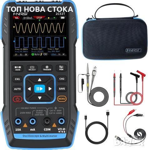 Осцилоскоп мултицет генератор 3-в-1 FNIRSI 2C53T 50MHz 250MSa/s 2 канала, снимка 2 - Друга електроника - 55245097