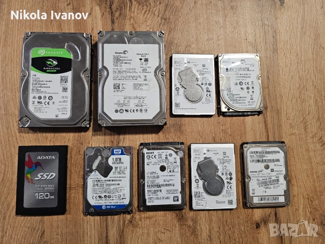 Лот от 9 бр. дефектни хард дискове (HDD/SSD) – за части/любители/хоби | Seagate, Samsung, WD, HGST