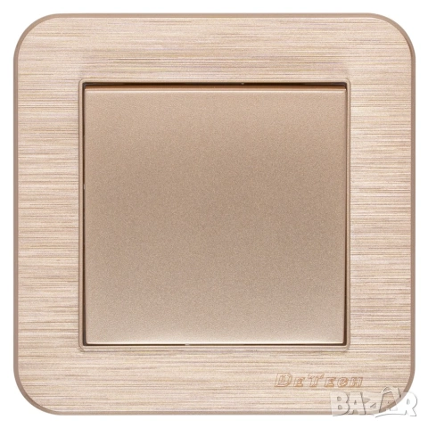 Единичен електрически ключ DeTech DE-9223-01 с рамка, 10A, 250V, IP20, за вграждане, златист, снимка 2 - Други - 55138163
