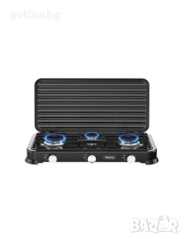 Троен газов котлон газов с капак Rosberg, 30mbar 2x2.2kWh+1x1kWh, снимка 2 - Газови котлони - 54100749