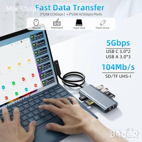 Нова Docking Station SD962 за Microsoft Surface – 10 в 1,USB-C PD 100, Etherner, 4k HDMI, снимка 4 - Друга електроника - 55119510