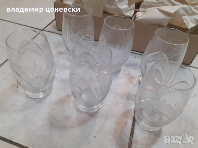 Нов комплект ит 6 броя кристални чаши за вино,безалкохолно,бира,височина 12 см