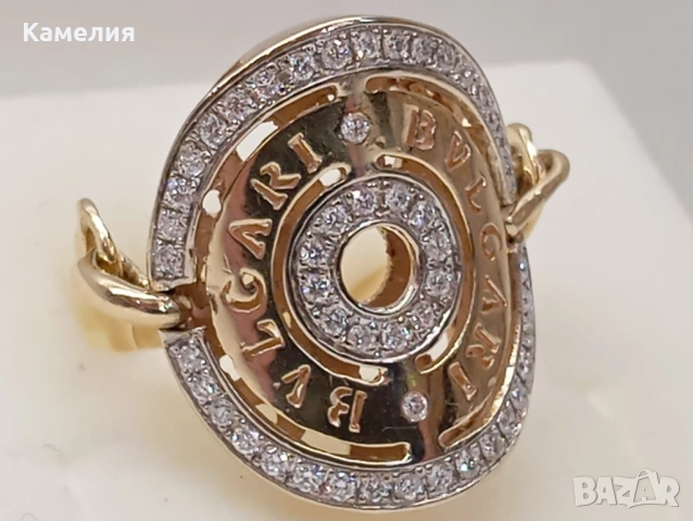 Златен пръстен с брилианти , снимка 5 - Пръстени - 54913267