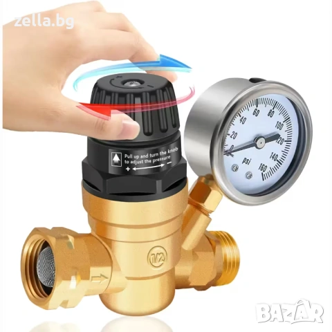 Регулатор на налягането на водата 3/4" с манометър – Редуктор до 160 PSI за напояване хидрофор 10367, снимка 3 - Други стоки за дома - 54685057