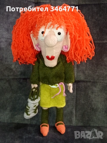 Плетена кукла Crazy Ginger, плетена кукла crazy леля с оранжева коса, забавна кукла за подарък