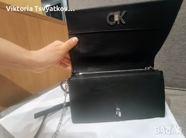 Дамска кожена чанта Calvin Klein, снимка 4 - Чанти - 55211758