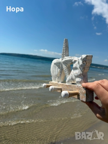 Закачалка за стена от дърво с морски декор , снимка 3 - Декорация за дома - 50178750