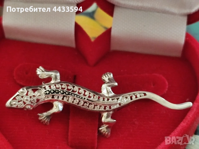 Сребърна брошка , снимка 2 - Колиета, медальони, синджири - 55257230