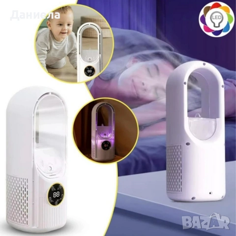 Air Multiplier 3-в-1 – Компактен USB вентилатор с овлажнител, пречиствател на въздух и LED светлина, снимка 10 - Вентилатори - 54710716