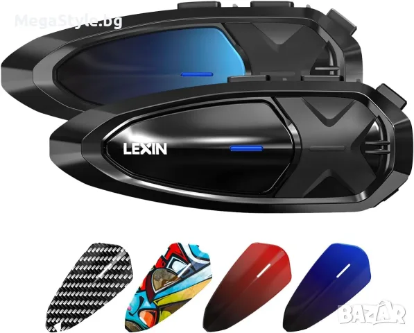 LEXIN 2X GTX Intercom 10 Комплект Bluetooth слушалки за мотоциклетисти