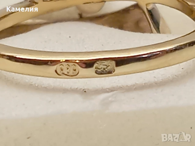 Златен пръстен с брилианти , снимка 11 - Пръстени - 54290741