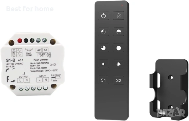 1 бр. S1-B Triac LED димер 220V 230V 2.4G Димен бутон за дистанционно управление, подходящ за LED 