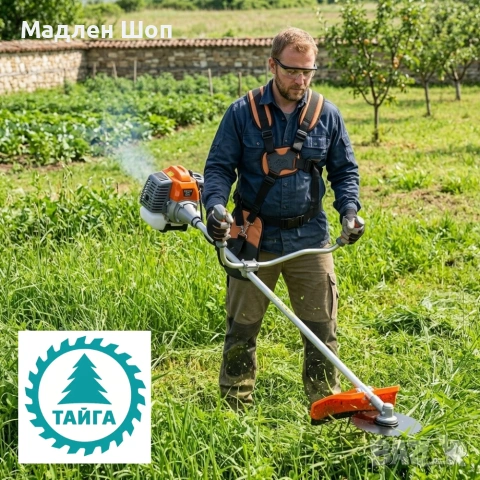 Бензинов Тример за Трева Тайга с Мощен Двигател 74 куб. 6 к.с. + 9 Подаръка, снимка 4 - Градинска техника - 55051556