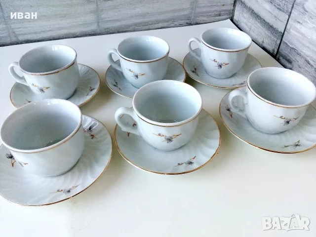 Стар български сервиз за кафе малки чашки