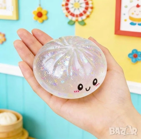 Squishy Dumpling Glitter, Китайски хляб с Брокат скуиши, Dumplings , снимка 4 - Образователни игри - 54602360
