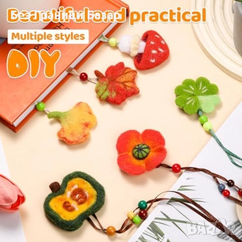 Нов DIY Комплект Сухо Плъстене Цветни Книгоразделители 7 Броя Направи си сам, снимка 3 - Други - 54717233