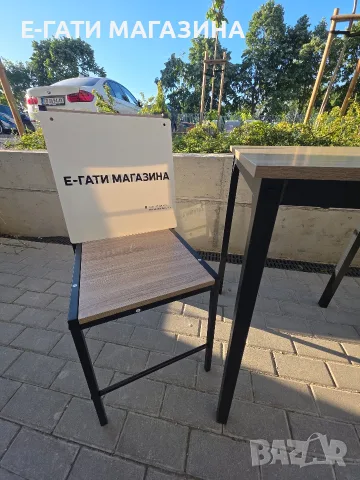 Комплект маса с 2 стола, дъбов декор/черно – ПДЧ и метал, снимка 2 - Градински мебели, декорация  - 55333740