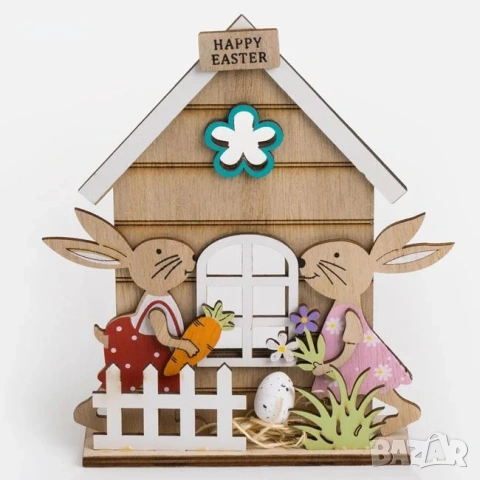 Декоративна къща със зайчета 15.5x4x18cm_1260346, снимка 2 - Декорация за дома - 54226875