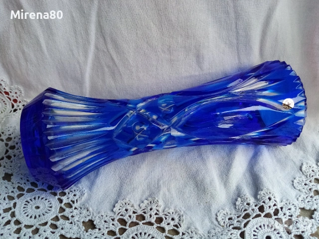 Българска ваза - син кристал - нова !, снимка 5 - Вази - 54152057