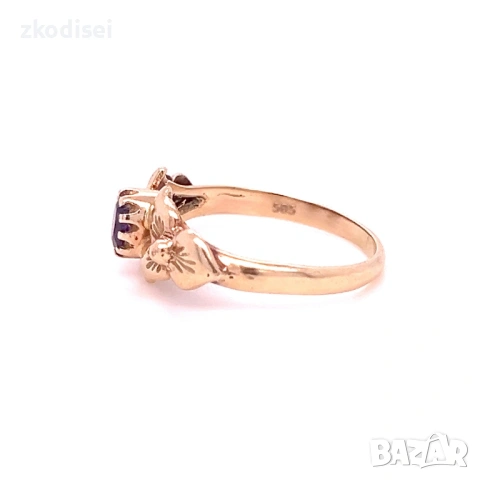 Златен дамски пръстен с аметист 0,58Ct. 3,36гр. размер:57 14кр. проба:585 модел:39497-1, снимка 3 - Пръстени - 54848899