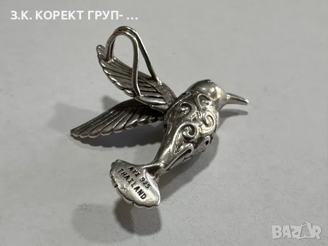 Сребърна висулка 925 – Колибри, снимка 4 - Колиета, медальони, синджири - 55700891
