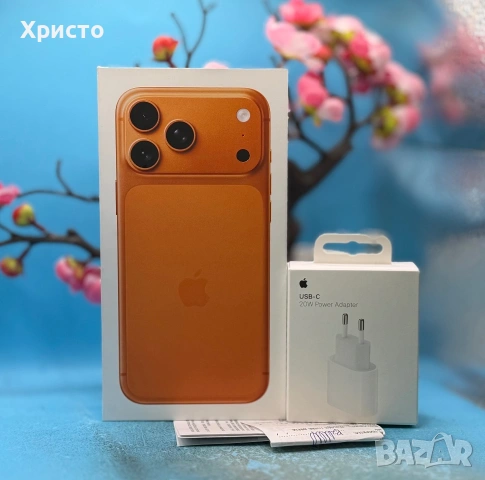 НОВ!!! Apple iPhone 17 Pro Max, 512GB, 5G, Cosmic Orange + подарък оригинален адаптер 