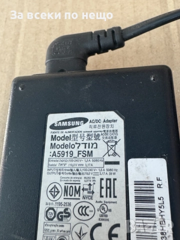 Оригинално зарядно Led lcd монитор Samsung 19V 3.17A 59W , зарядно Samsung, снимка 3 - Кабели и адаптери - 55670020