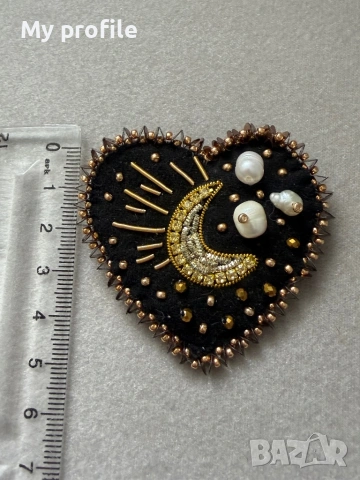 Handmade  брошка с естествени перли , снимка 5 - Гривни - 53315116