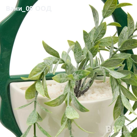 Керамична кашпа с изкуствено растение , снимка 3 - Декорация за дома - 54007219