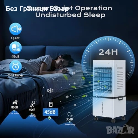 Нов Преносим климатичен охладител 12L 24H таймер осцилация и дистанционно за дом стая лято охлаждане, снимка 6 - Климатици - 55202966
