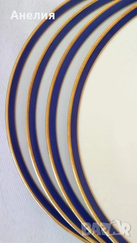 Съд за сервиране с кобалтов кант и чинии салата , снимка 3 - Чинии - 54177074