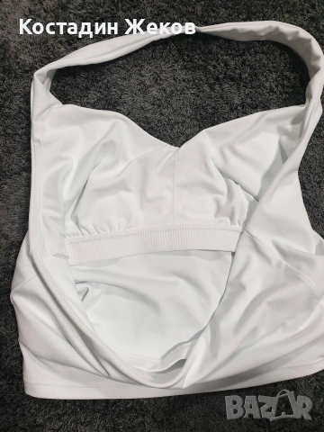  Нов дамски оригинален бял кроп топ Gymshark Halter Neck Cami with Shelf , снимка 9 - Корсети, бюстиета, топове - 54527232