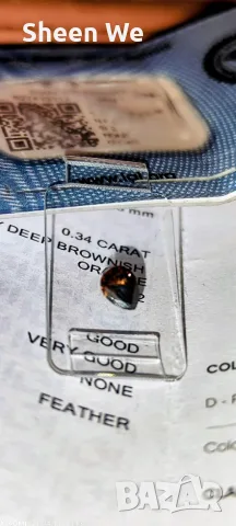 Natural Diamond Pear Brilliant 0.34 ct, снимка 5 - Други - 55612560