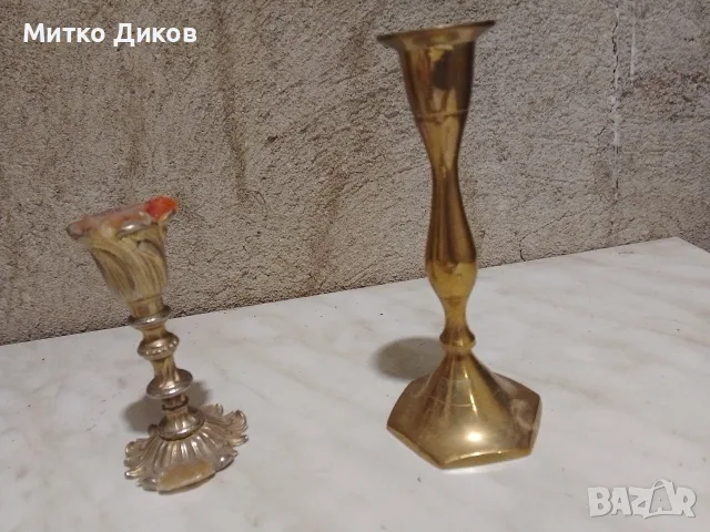 месингови свещници 2 броя Н- 22см и 14 см