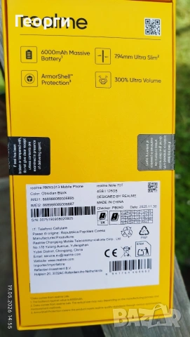 Чисто нов запечатан Realme Note 70T, снимка 3 - Телефони с две сим карти - 54606796