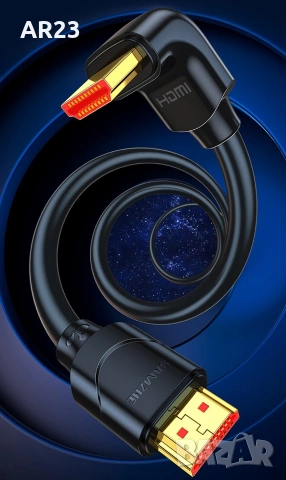 Ъглов HDMI Кабел SAMZHE (90° Градуса), 1 метър – 4K Ultra HD @ 60Hz, HDMI 2.0 за PS5/Xbox/RTX, снимка 2 - Кабели и адаптери - 55284716