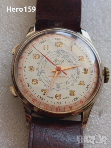 Два броя мъжки часовници;Certina automatic 27 jewels,и BASIS sport стоп секунди хронометър 1940год., снимка 6 - Мъжки - 54810116