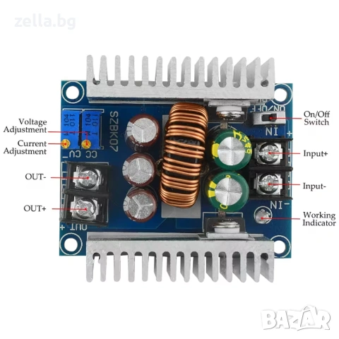 Регулируем DC-DC Step Down модул 20A 300W CC/CV, 6-40V към 1.2-36V 10445, снимка 3 - Друга електроника - 54703165