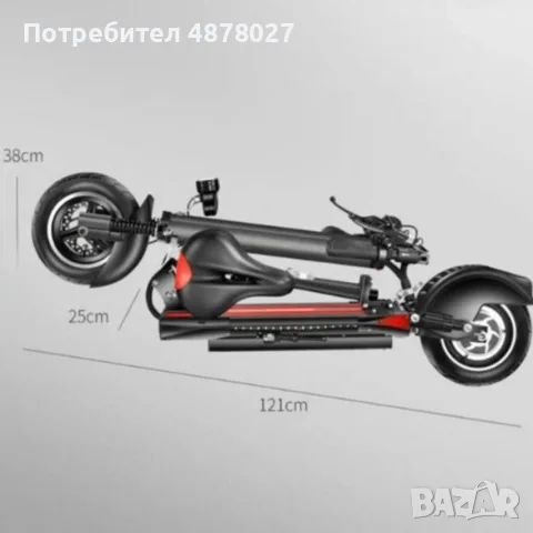 Супер бързият електрически  сгъваем скутер в черно с червено, снимка 5 - Скейтборд, ховърборд, уейвборд - 55670649