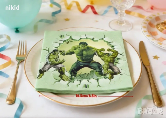Хълк Hulk 10 бр Салфетки парти рожден ден 