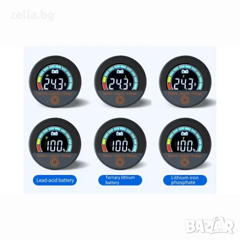 Дигитален волтметър и индикатор за батерия DC 7-100V за Li-ion LiFePO4 електрически тротинетки 10455, снимка 10 - Друга електроника - 54703377