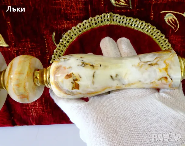 Троен свещник,бронз,оникс,позлата,барок,Луи XV. , снимка 7 - Антикварни и старинни предмети - 55363832