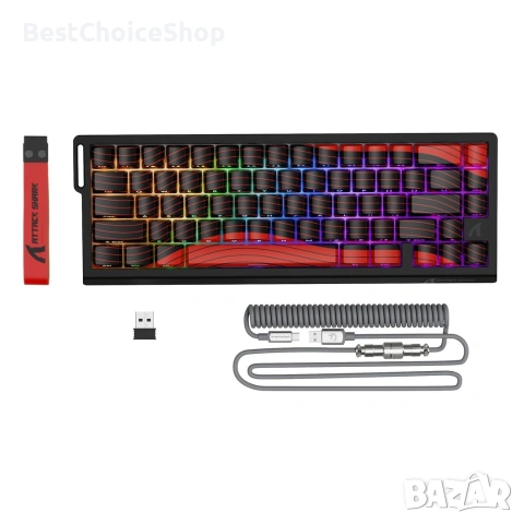 MAMBASNAKE Безжична геймърска клавиатура Attack Shark X68PRO HE с бърз тригер