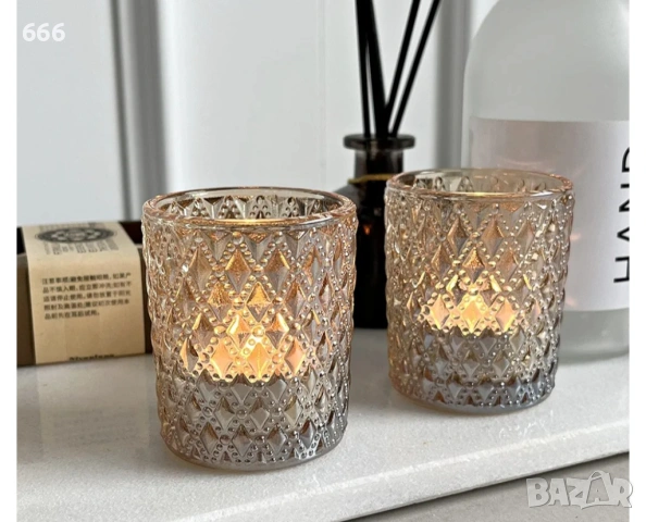 Комплект 12 броя стъклени свещници , снимка 2 - Други стоки за дома - 54130079